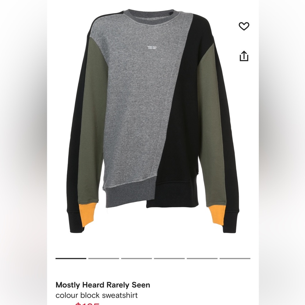 Mostly Heard Rarely Seen Black and Gray Color block Crewneck Sweater